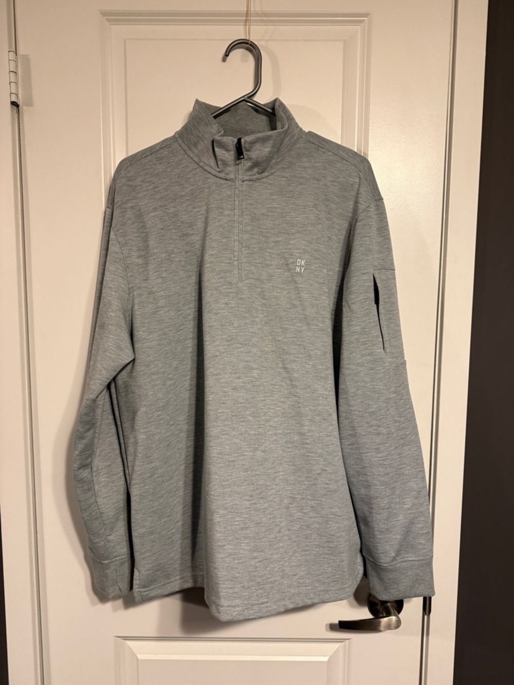 DKNY Men's Light Gray Zip-Neck Pullover